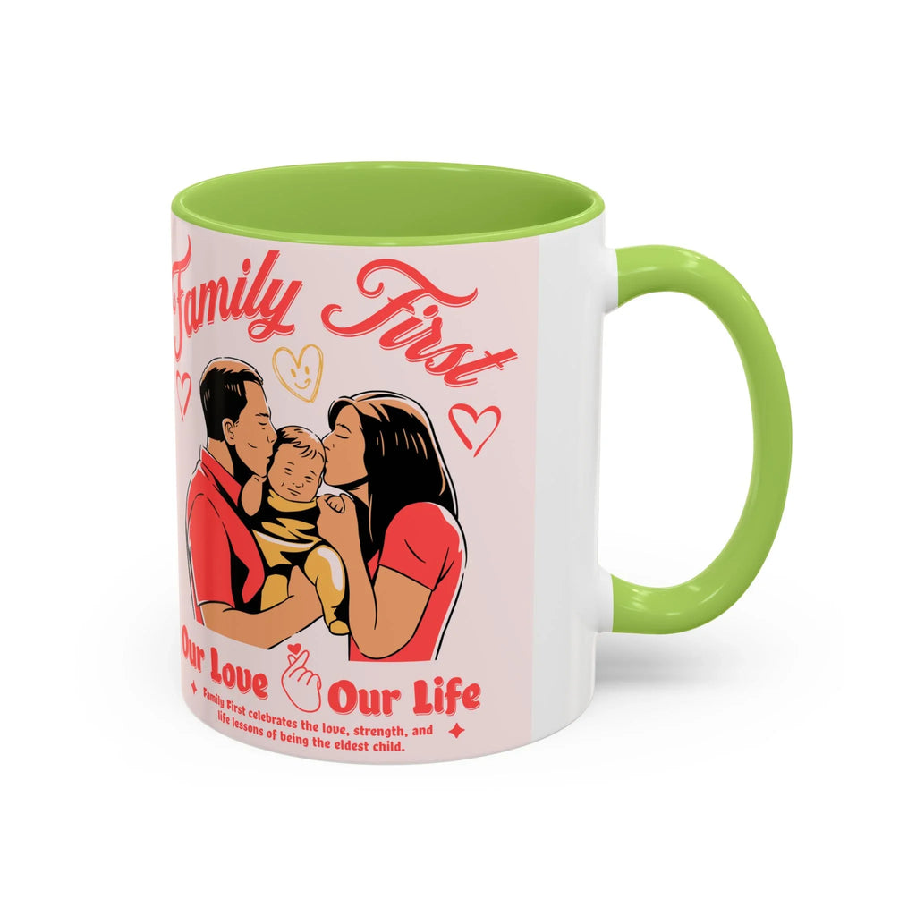 Family First Coffee Mug — Our Love, Our Life Accent Mug (11/15oz)