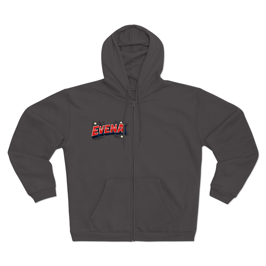 Evena Retro Logo Zip Hoodie — Vintage Streetwear Hooded Jacket