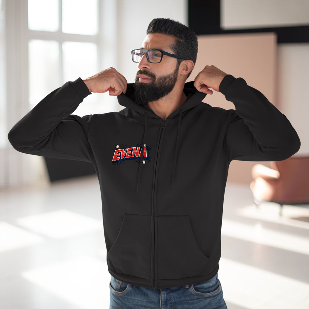 Evena Retro Logo Zip Hoodie — Vintage Streetwear Hooded Jacket
