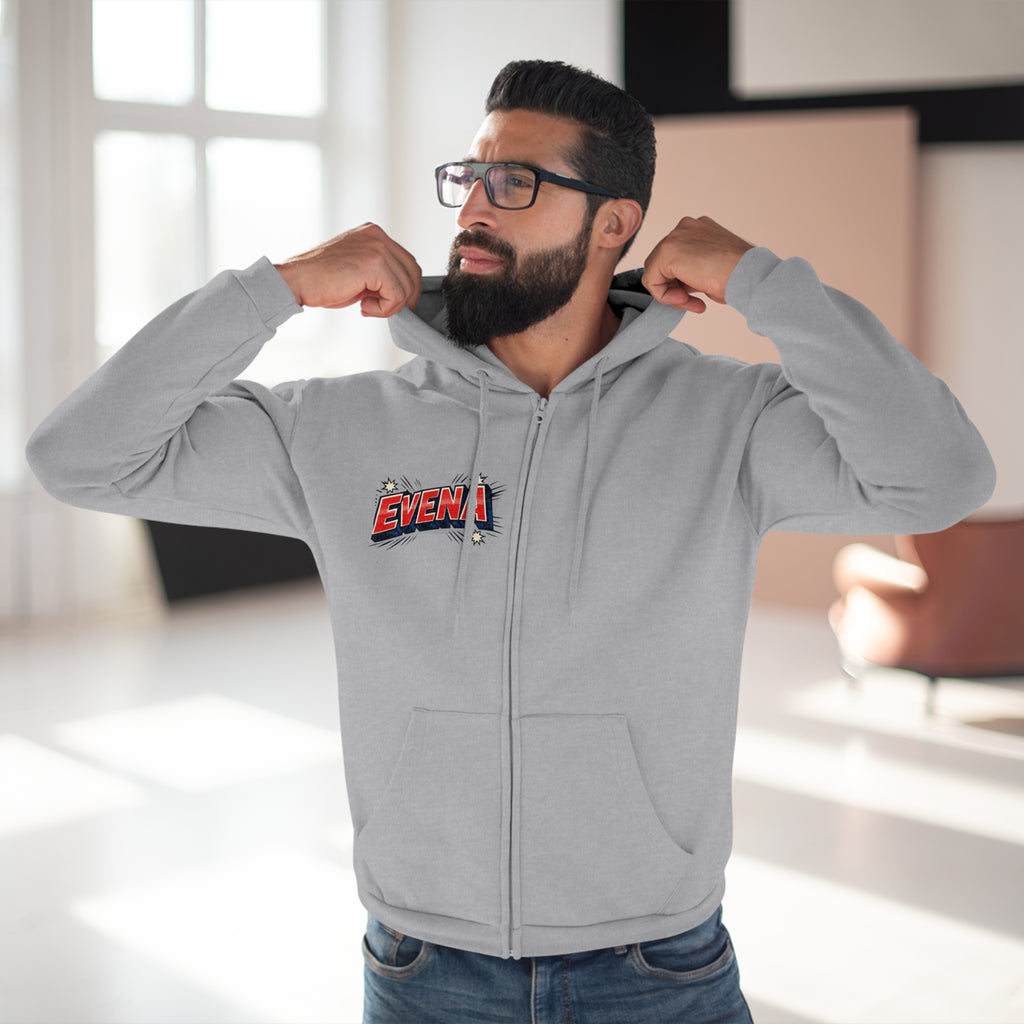 Evena Retro Logo Zip Hoodie — Vintage Streetwear Hooded Jacket