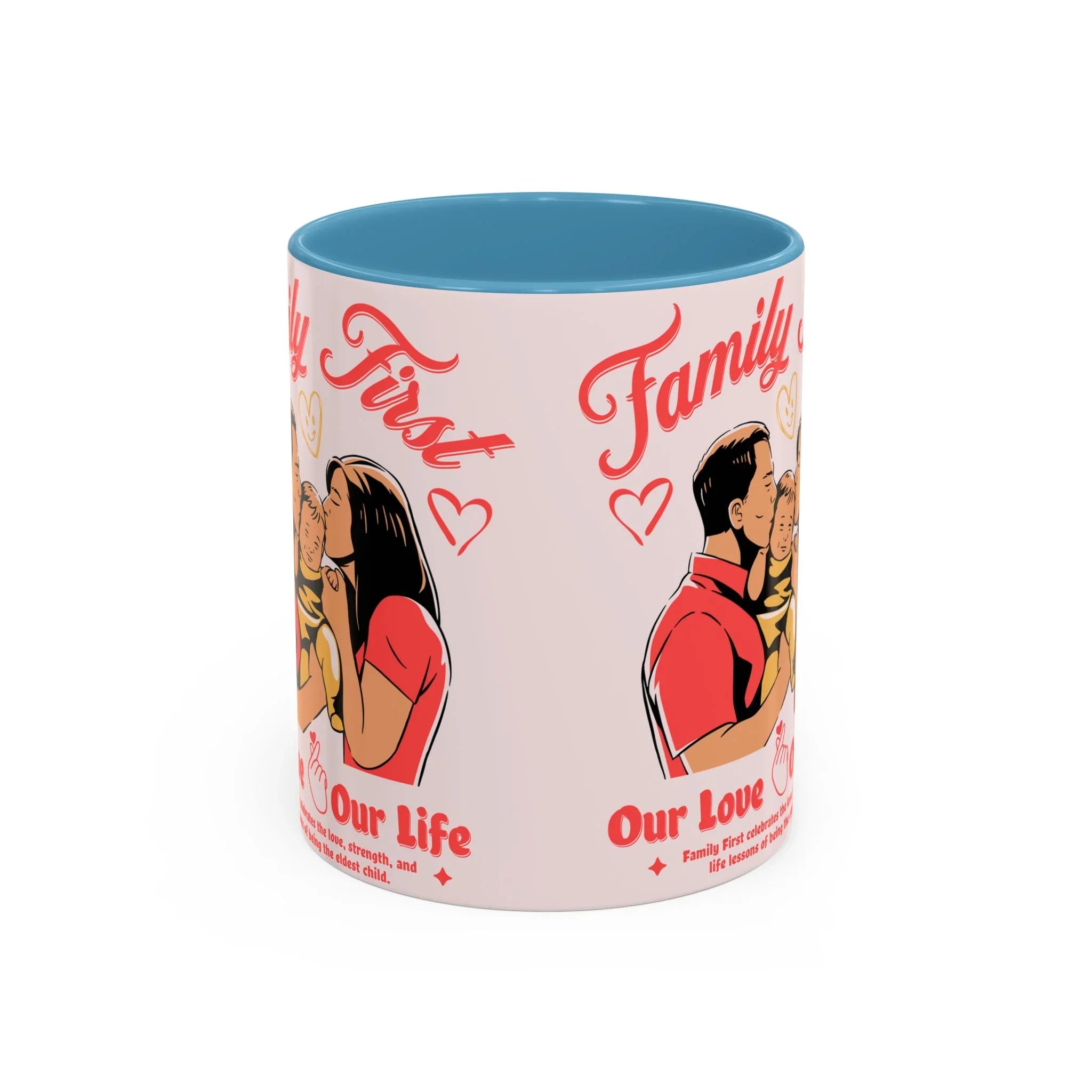 Family First Coffee Mug — Our Love, Our Life Accent Mug (11/15oz)