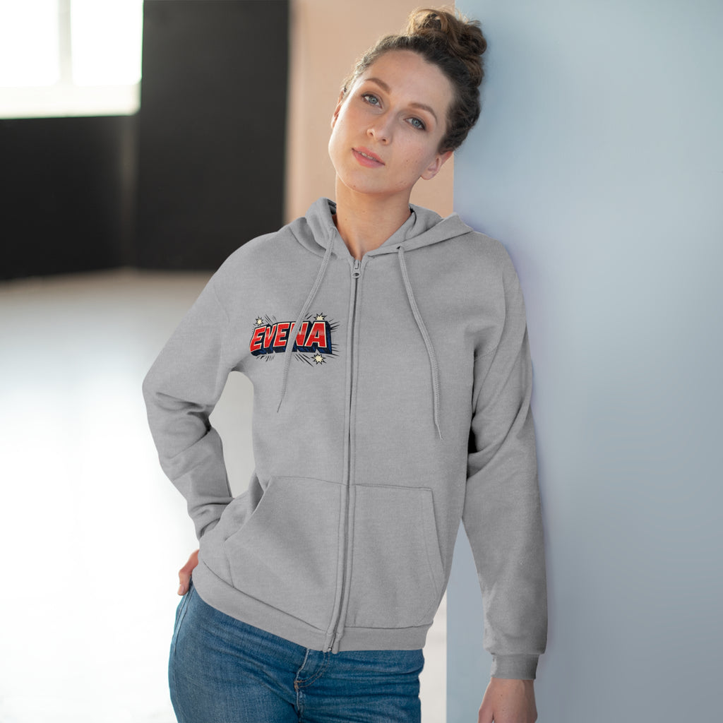 Evena Retro Logo Zip Hoodie — Vintage Streetwear Hooded Jacket