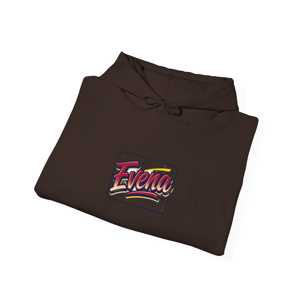 Evena Retro Script Hoodie — Vintage Logo Pullover for Casual Streetwear