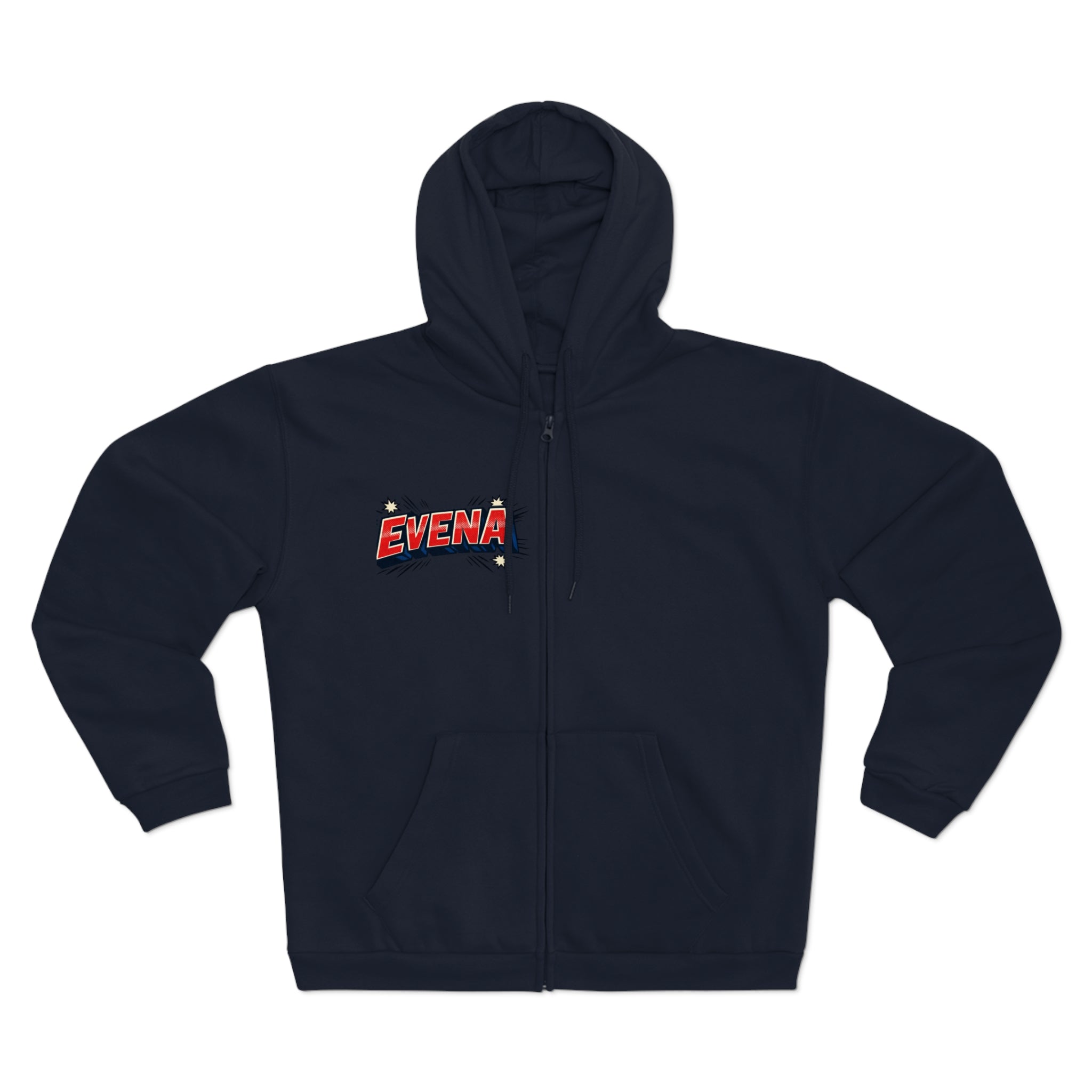 Evena Retro Logo Zip Hoodie — Vintage Streetwear Hooded Jacket