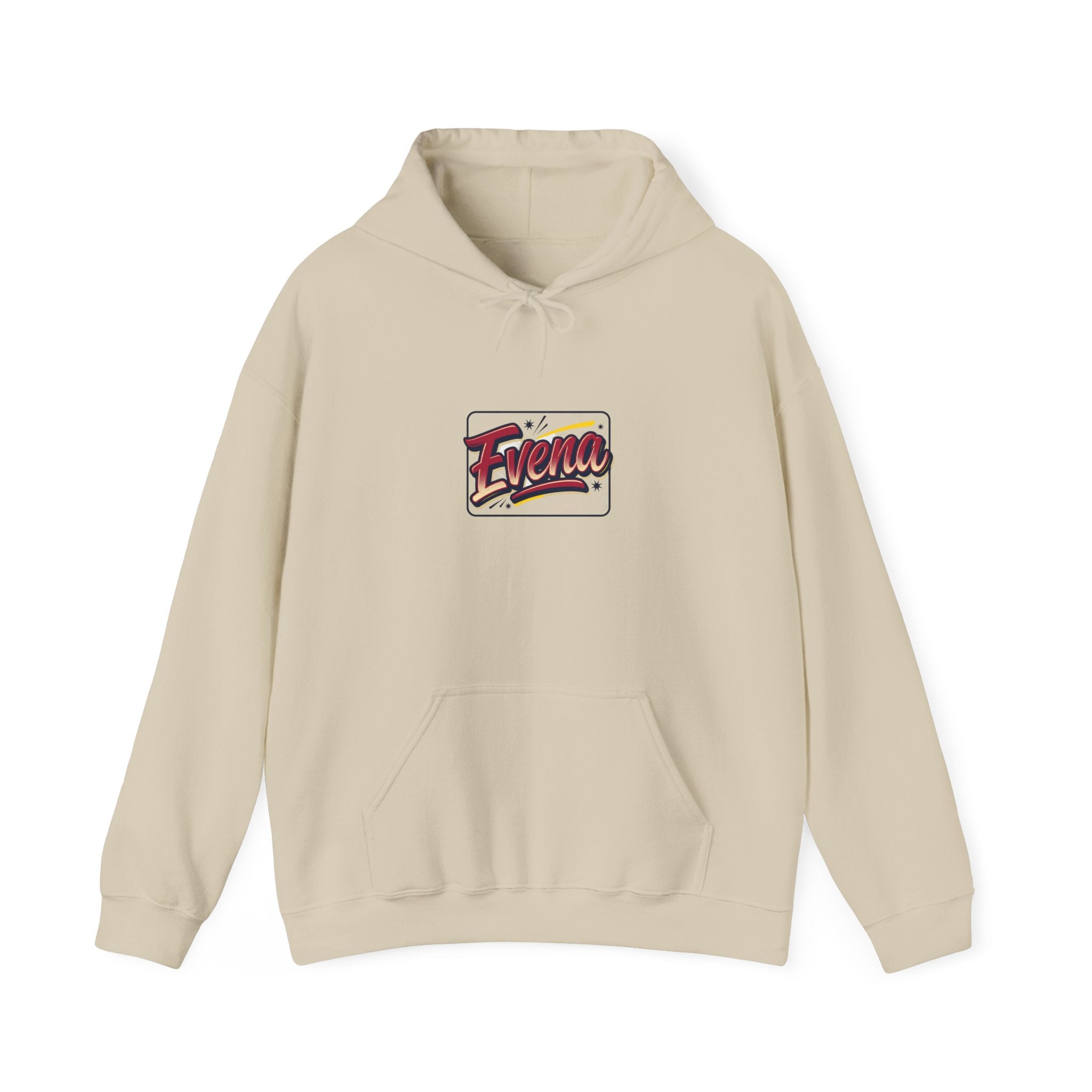 Evena Retro Script Hoodie — Vintage Logo Pullover for Casual Streetwear