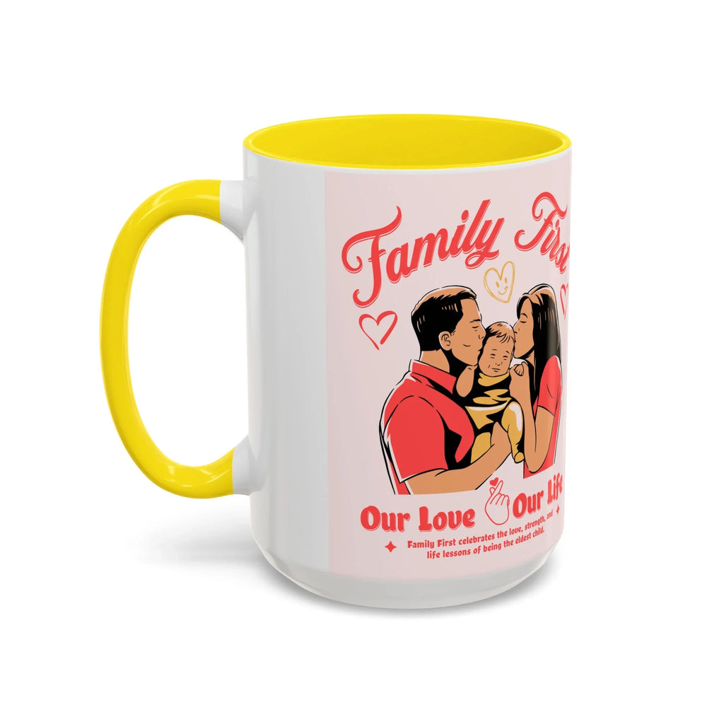 Family First Coffee Mug — Our Love, Our Life Accent Mug (11/15oz)