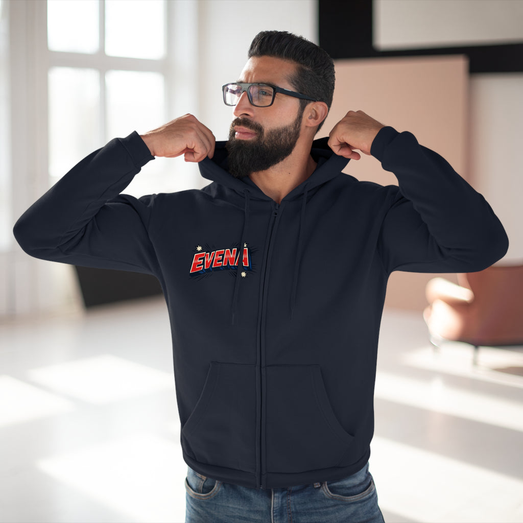 Evena Retro Logo Zip Hoodie — Vintage Streetwear Hooded Jacket