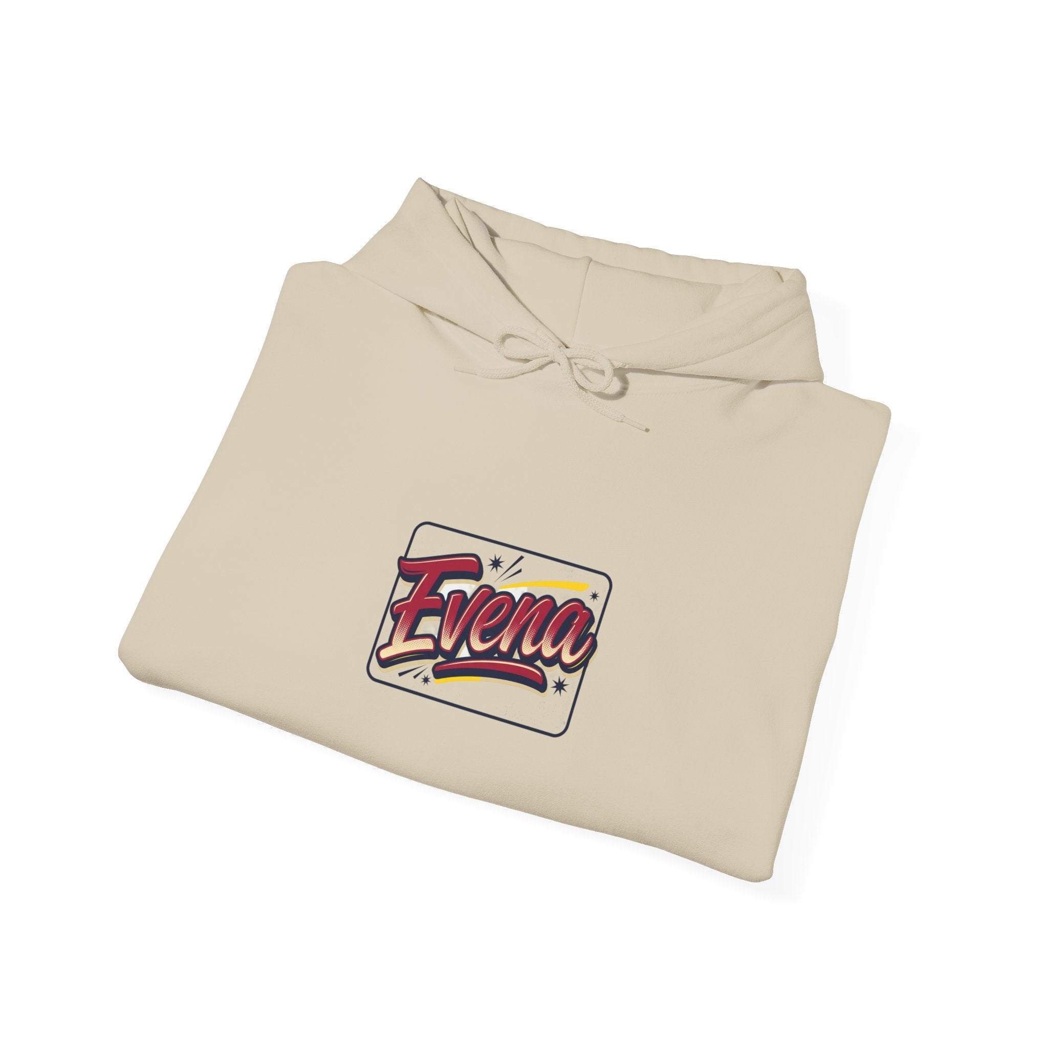 Evena Retro Script Hoodie — Vintage Logo Pullover for Casual Streetwear