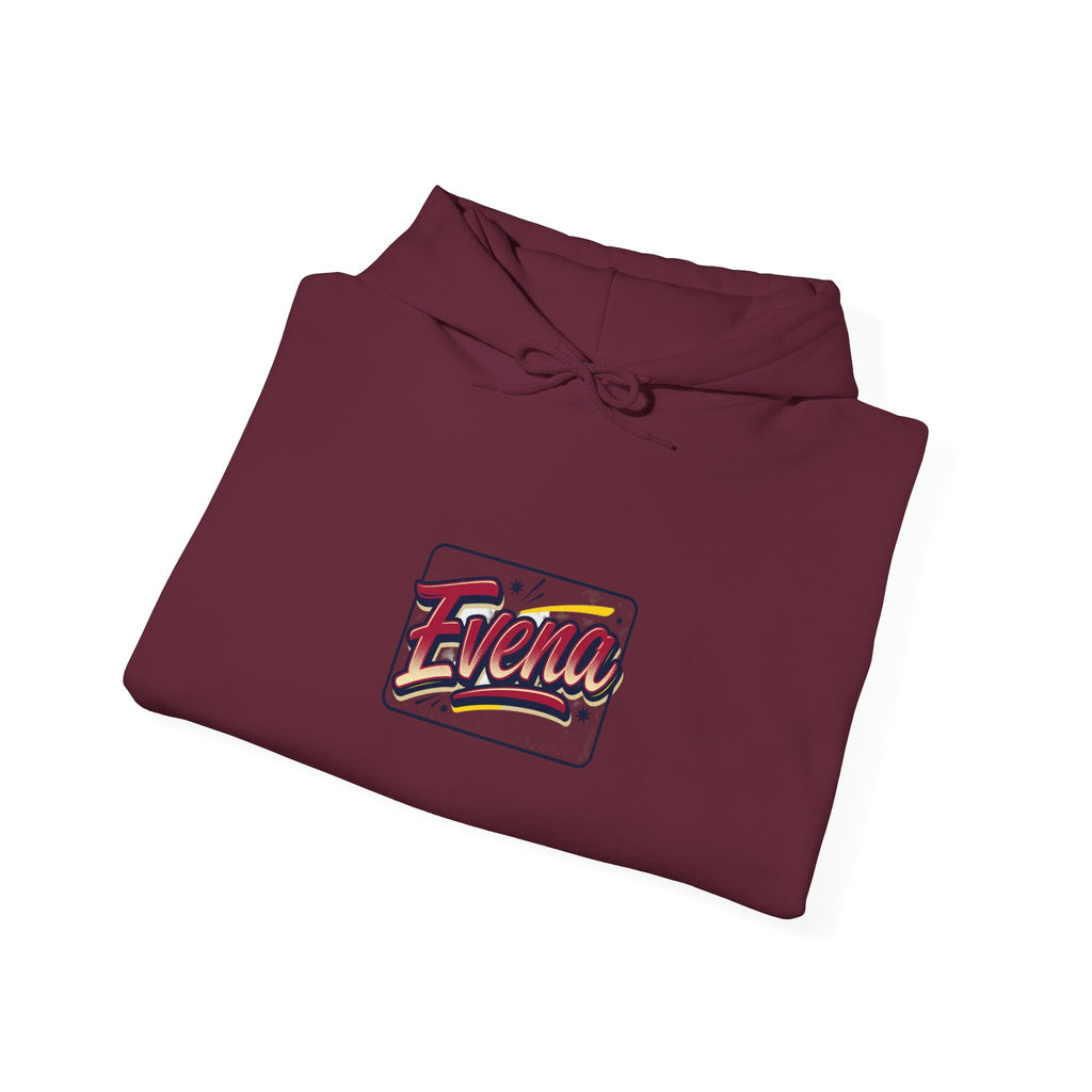 Evena Retro Script Hoodie — Vintage Logo Pullover for Casual Streetwear