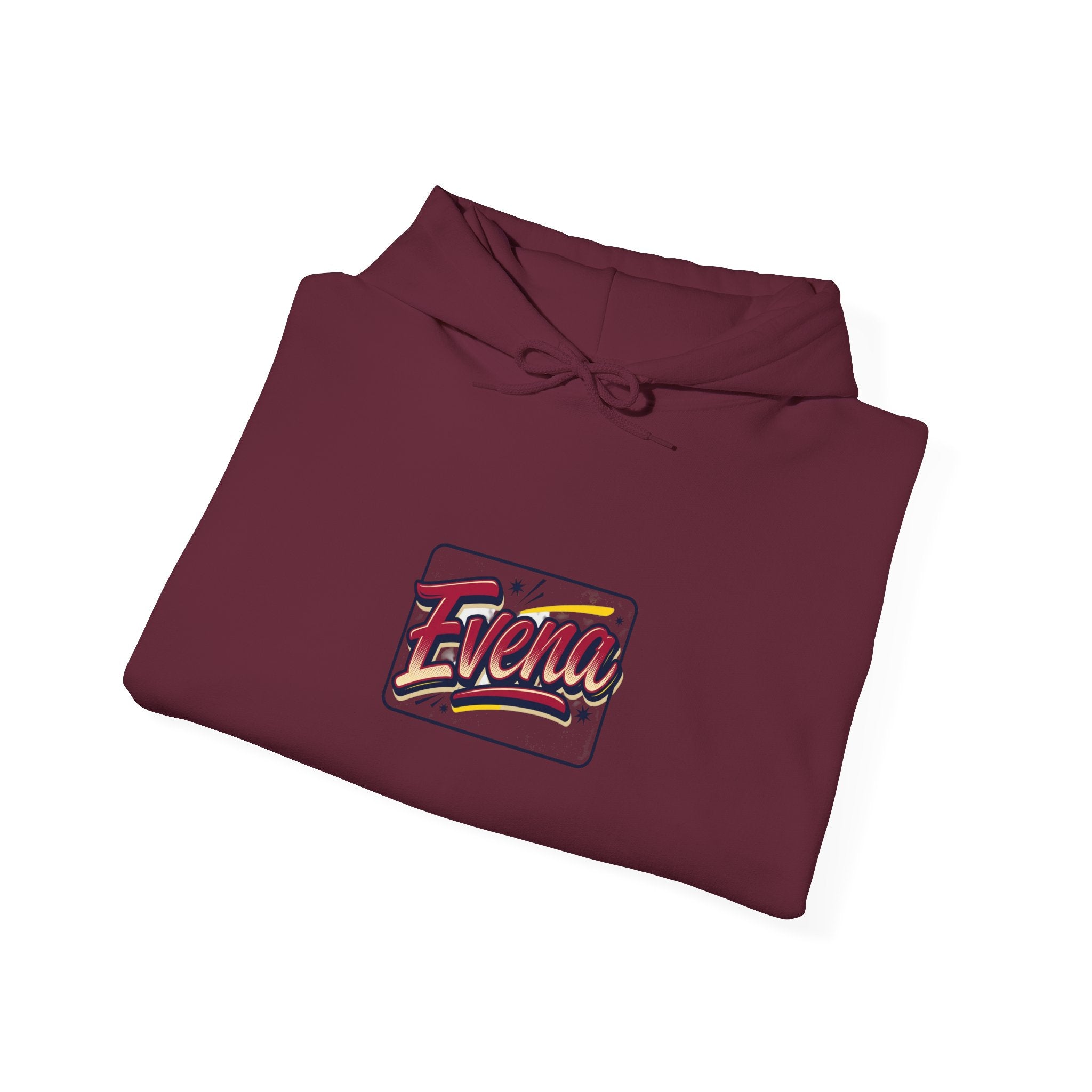 Evena Retro Script Hoodie — Vintage Logo Pullover for Casual Streetwear