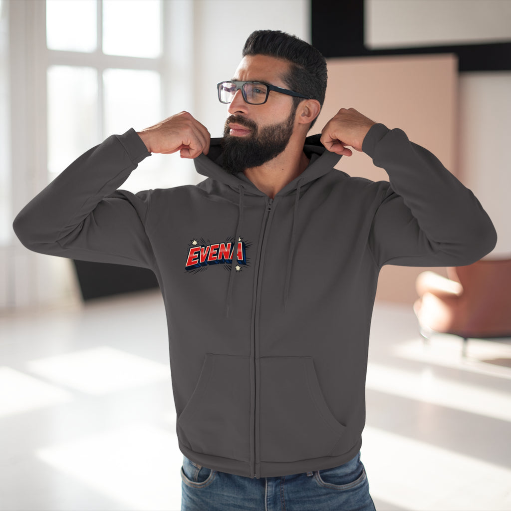 Evena Retro Logo Zip Hoodie — Vintage Streetwear Hooded Jacket