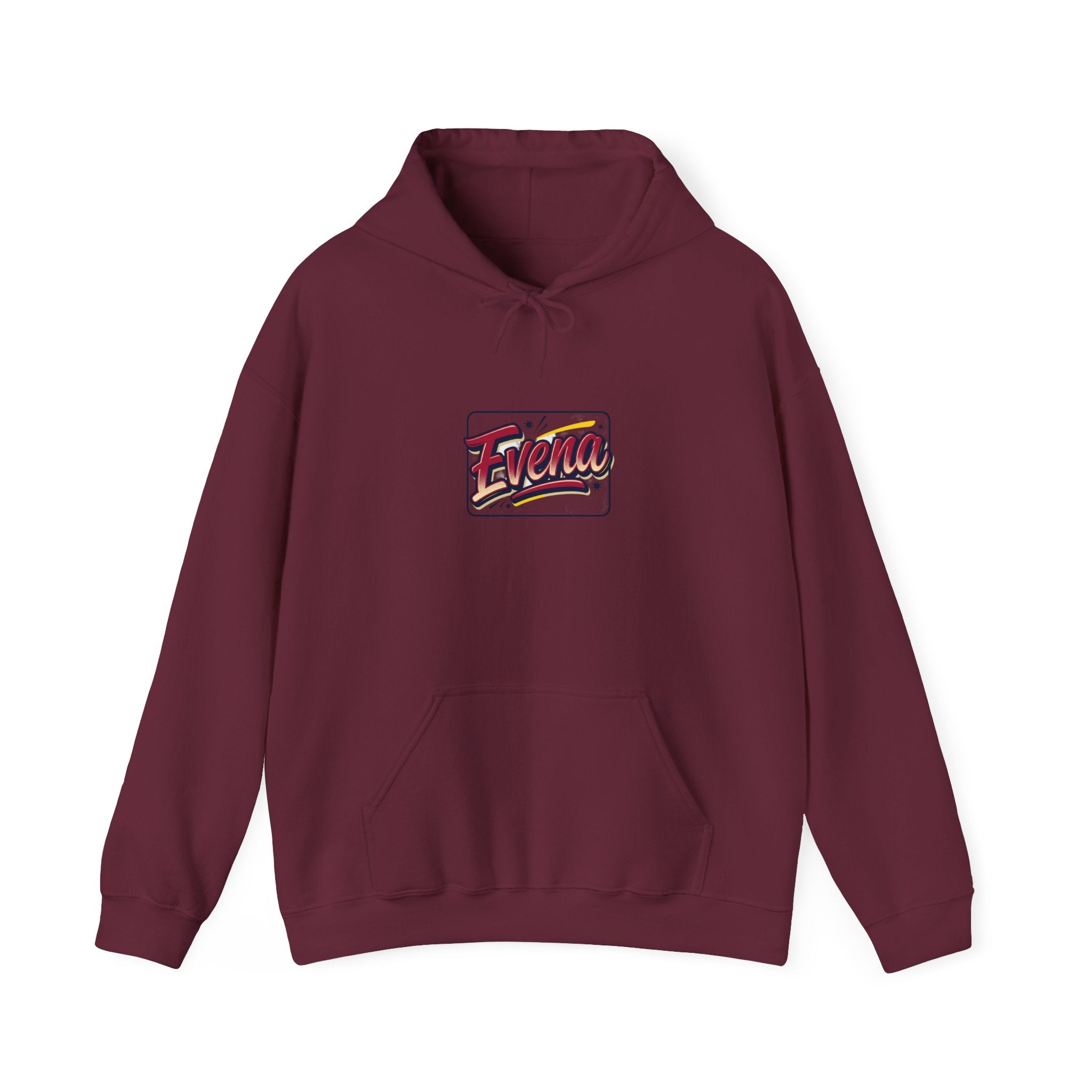Evena Retro Script Hoodie — Vintage Logo Pullover for Casual Streetwear