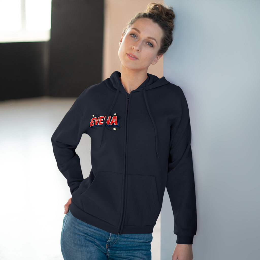 Evena Retro Logo Zip Hoodie — Vintage Streetwear Hooded Jacket