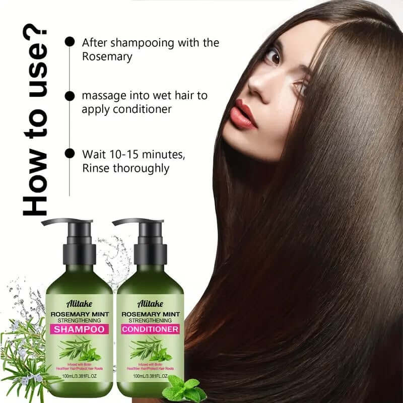 Set de Champú y Acondicionador de 2 piezas, Incluye Extractos de Romero y Menta, Proporciona Hidratación Profunda, Nutrición y Suavidad para Cabello Seco. Fórmula Nutritiva. Combinación de Champú y Acondicionador. Cuidado Capilar Saludable. Regalo Para Ma