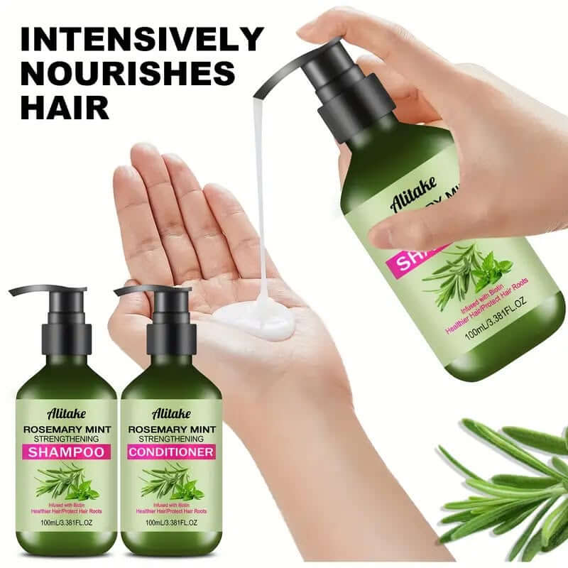 Set de Champú y Acondicionador de 2 piezas, Incluye Extractos de Romero y Menta, Proporciona Hidratación Profunda, Nutrición y Suavidad para Cabello Seco. Fórmula Nutritiva. Combinación de Champú y Acondicionador. Cuidado Capilar Saludable. Regalo Para Ma
